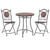 3 Piece Mosaic Bistro Set Ceramic Tile Terracotta