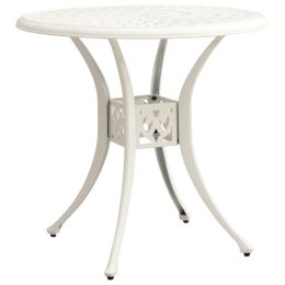 Garden Table White 30.7"x30.7"x28.3" Cast Aluminum