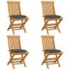 Garden Chairs with Anthracite Cushions 4 pcs Solid Teak Wood