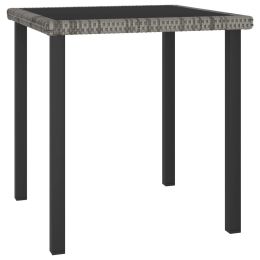Garden Dining Table Gray 27.6"x27.6"x28.7" Poly Rattan