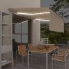 Manual Retractable Awning with Blind&LED 157.5"x118.1" Cream