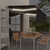 Manual Retractable Awning with Blind&LED 157.5"x118.1" Anthracite