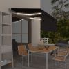 Manual Retractable Awning with Blind&LED 118.1"x98.4" Anthracite