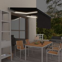 Manual Retractable Awning with Blind&LED 118.1"x98.4" Anthracite