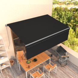 Manual Retractable Awning with Blind 157.5"x118.1" Anthracite
