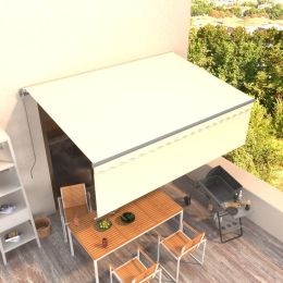 Manual Retractable Awning with Blind 157.5"x118.1" Cream