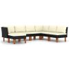 7 Piece Garden Lounge Set with Cushions Poly Rattan Black