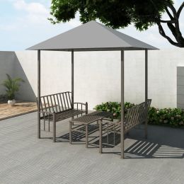 Garden Pavilion with Table and Benches 98.4"x59.1"x94.5" Anthracite