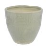 Round Embossed Ceramic Cachepot; Large; Ice Blue; DunaWest