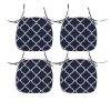 4 PCS Set Outdoor Chair Cushions Seat Cushions with Straps; Patio Chair Pads(Navy Blue Color)