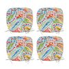4 PCS Set Outdoor Chair Cushions Seat Cushions with Straps; Patio Chair Pads(Flower Color)