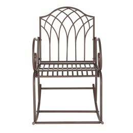 Artisasset Brown Paint Rhombus Shape Outdoor Park Leisure Iron Rocking Chair RT