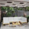 7 Piece Patio Lounge Set with Cushions Cream Solid Acacia Wood