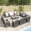 16 Piece Patio Lounge Set with Cushions Poly Rattan Black