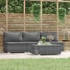 4 Piece Patio Lounge Set with Cushions Gray Poly Rattan