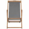 Folding Beach Chair Solid Teak Wood Gray