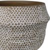 8 Inch Cement Cachepot; Textured Seagrass Design; Large; Brown; DunaWest