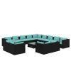 14 Piece Patio Lounge Set with Cushions Black Poly Rattan