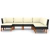 7 Piece Garden Lounge Set with Cushions Poly Rattan Black