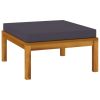 Footrest with Dark Gray Cushion Solid Acacia Wood