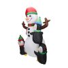 1.4M Tall Lighted Christmas Inflatable Santa Claus and Snowman Archway with Bow LED Lights Yard Art Decoration