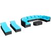 13 Piece Garden Lounge Set with Cushions Poly Rattan Blue