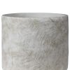 7 Inch Cement Cachepot; Embossed Leaf Pattern; Large; Gray; DunaWest