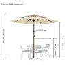 9Ft 3-Tiers 24LEDS Patio Umbrella Beige