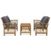 3 Piece Garden Lounge Set with Cushions Solid Acacia Wood