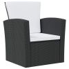 16 Piece Patio Lounge Set with Cushions Poly Rattan Black