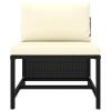 3 Piece Garden Sofa Set with Cushions Black Poly Rattan