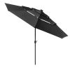 11Ft 3-Tiers 40LEDS Patio Umbrella Black