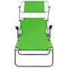 Sun Lounger with Canopy Steel Green