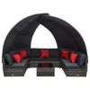 9 Piece Garden Lounge Set with Canopy Poly Rattan Anthracite