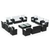 16 Piece Patio Lounge Set with Cushions Poly Rattan Black