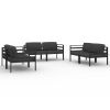 6 Piece Patio Lounge Set with Cushions Aluminum Anthracite