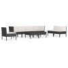 9 Piece Garden Lounge Set with Cushions Poly Rattan Black
