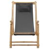 Deck Chair Bamboo and Canvas Dark Gray