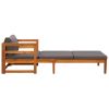 Sun Lounger with Dark Gray Cushions Solid Acacia Wood