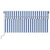 Manual Retractable Awning with Blind&LED 118.1"x98.4" Blue&White
