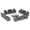 16 Piece Patio Lounge Set with Cushions Poly Rattan Gray