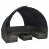 9 Piece Garden Lounge Set with Canopy Poly Rattan Anthracite
