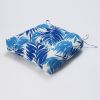 2PCS Set Outdoor Chair Cushions Thickened Seat Cushions with Ties; Patio Chair Pads(Blue Flower Color)