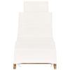Folding Sun Lounger with Cream White Cushion Solid Teak Wood