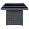 Garden Table Dark Gray Poly Rattan and Tempered Glass