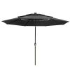 11Ft 3-Tiers 40LEDS Patio Umbrella Black