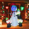 1.4M Tall Lighted Christmas Inflatable Santa Claus and Snowman Archway with Bow LED Lights Yard Art Decoration