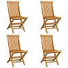 Garden Chairs with Anthracite Cushions 4 pcs Solid Teak Wood