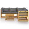 6 Piece Garden Lounge Set with Cushion Solid Acacia Wood