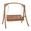 5ft Cedar With Iron Chain 500lbs Double Wooden Swing Dark Brown(Swing frames not included)